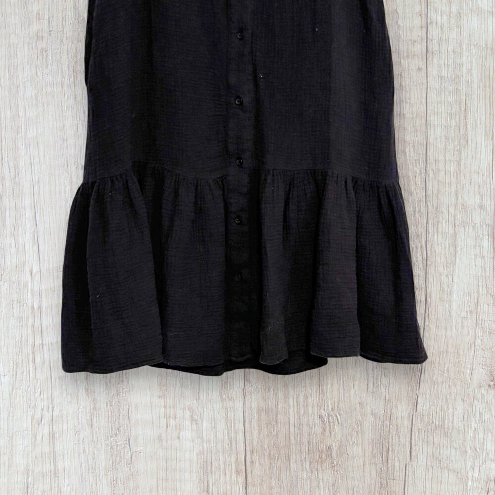 BEACH LUNCH LOUNGE Black Boho Sleeveless Button Front Ruffle Maxi Dress XS - Picture 2 of 6
